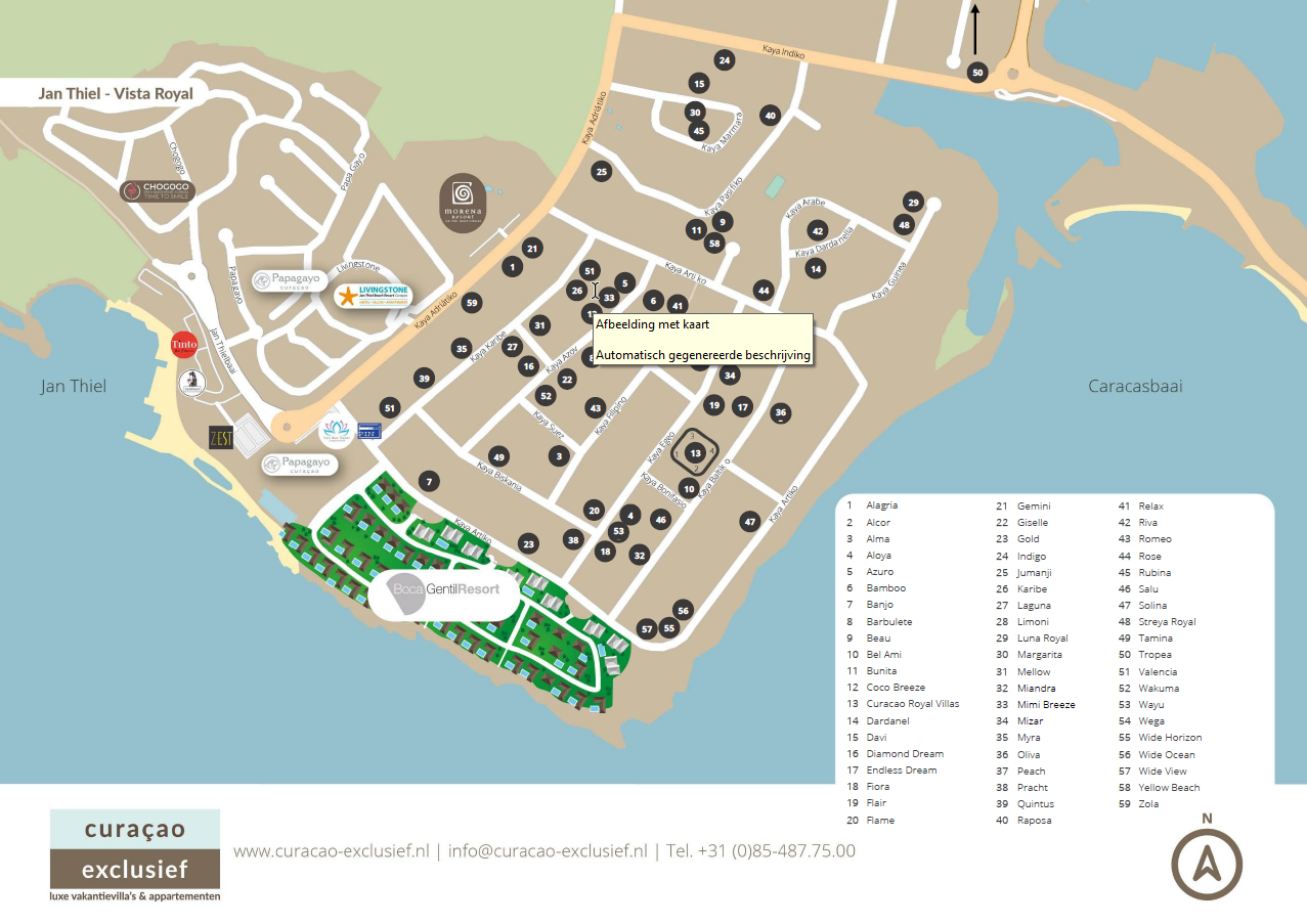 Accommodaties Jan Thiel & Overige Kaart