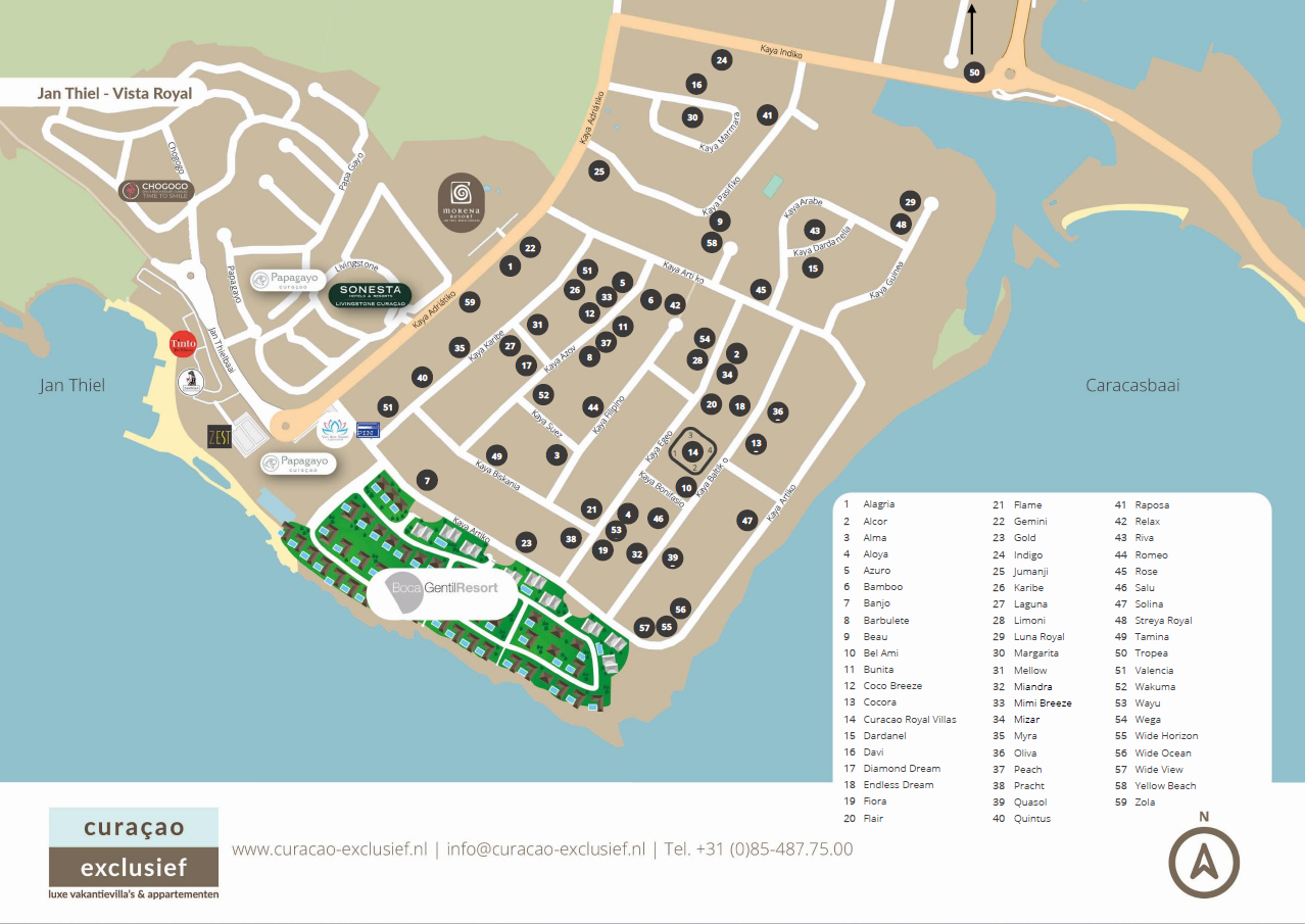 Accommodaties Jan Thiel & Overige Kaart